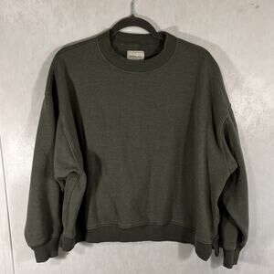 American Eagle Sage Green Slipover Long Sleeve Sweatshirt Scoop Neck Cotton